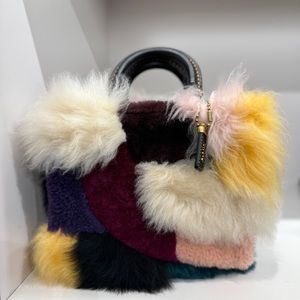 Coach Multicolor Patchwork Fur Shoulder Bag
